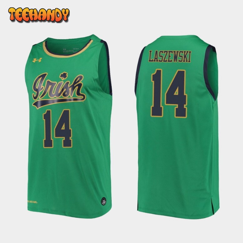 Men’s Notre Dame Fighting Irish Nate Laszewski Kelly Green Replica College Jersey