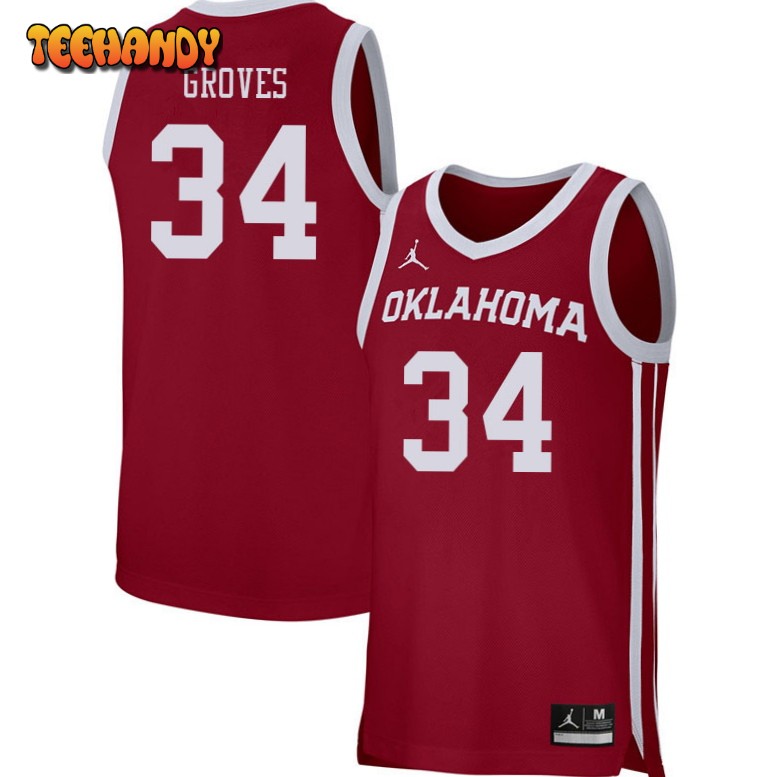 Men’s Oklahoma Sooners Jacob Groves College Basketball Crimson Jersey