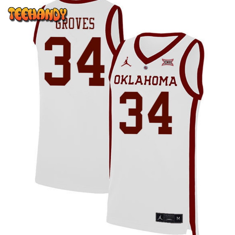 Men’s Oklahoma Sooners Jacob Groves College Basketball White Jersey