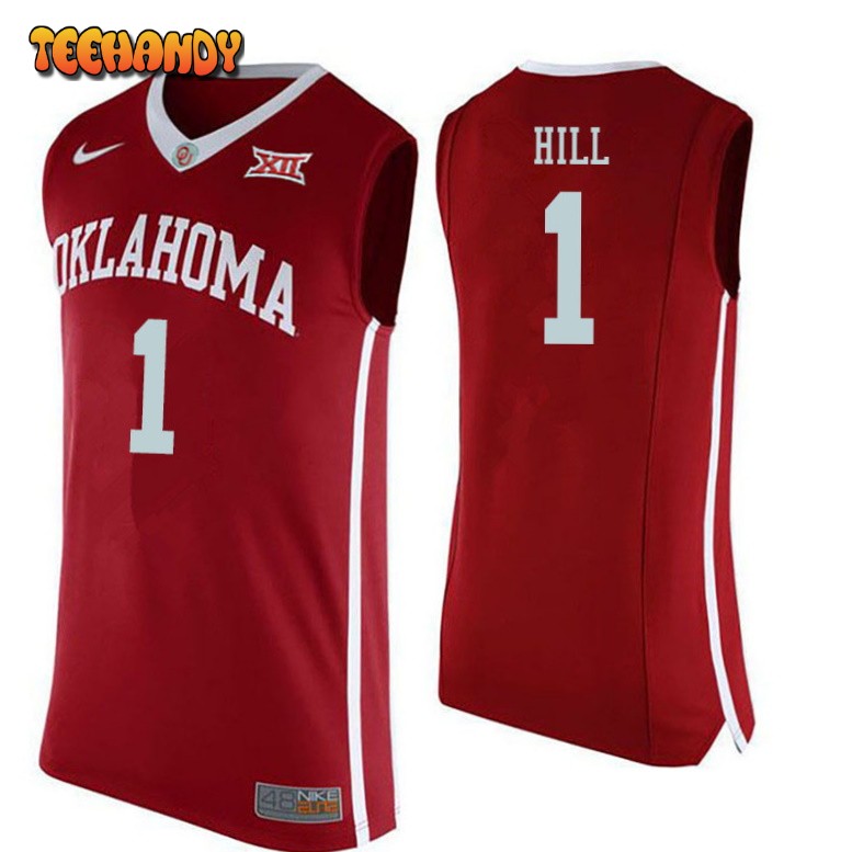 Men’s Oklahoma Sooners Jalen Hill College Basketball Red Jersey