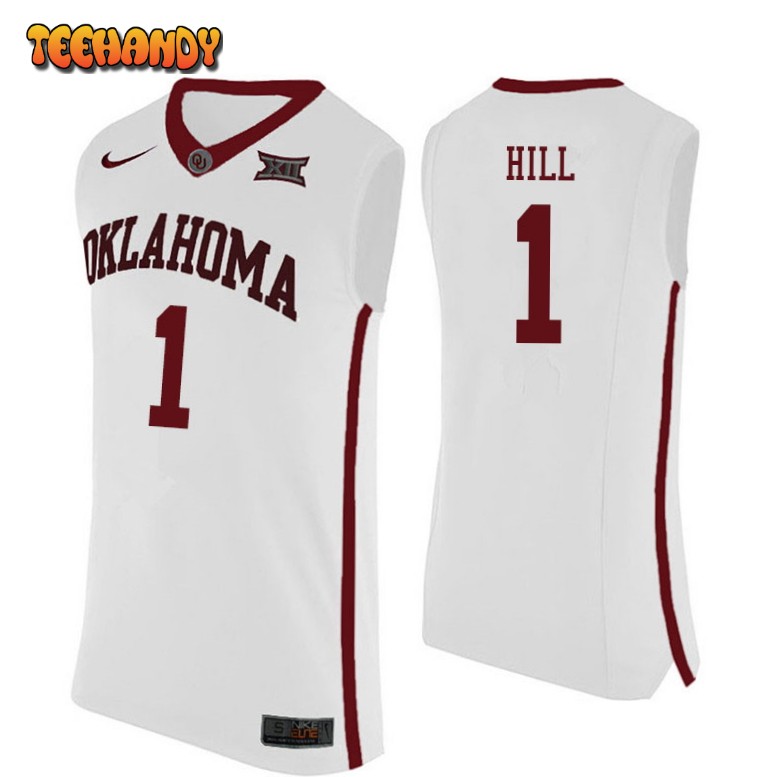 Men’s Oklahoma Sooners Jalen Hill College Basketball White Jersey