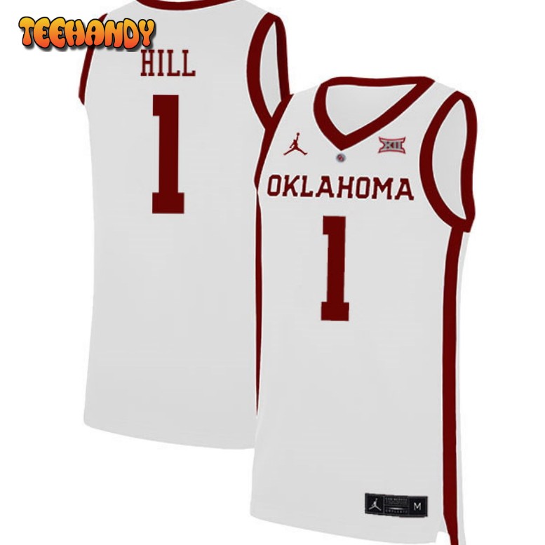 Men’s Oklahoma Sooners Jalen Hill White College Basketball Jersey