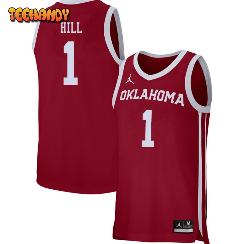 Men’s Oklahoma Sooners Jordan Brand Jalen Hill College Basketball Crimson Jersey