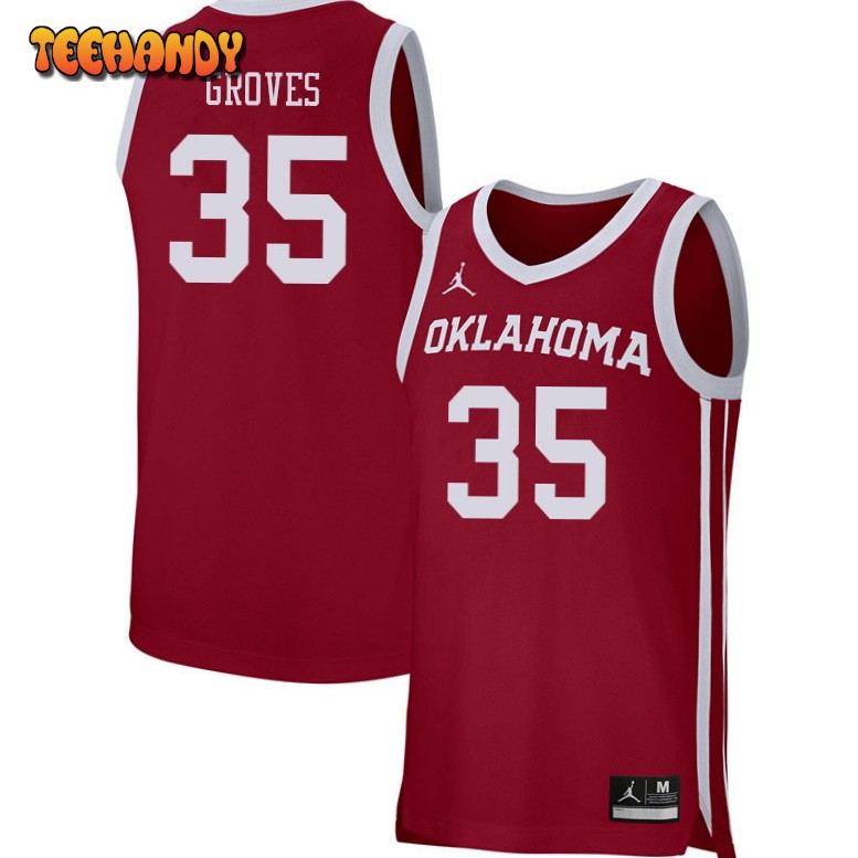 Men’s Oklahoma Sooners Tanner Groves College Basketball Crimson Jersey