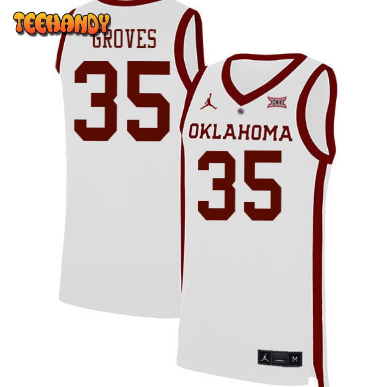 Men’s Oklahoma Sooners Tanner Groves College Basketball White Jersey