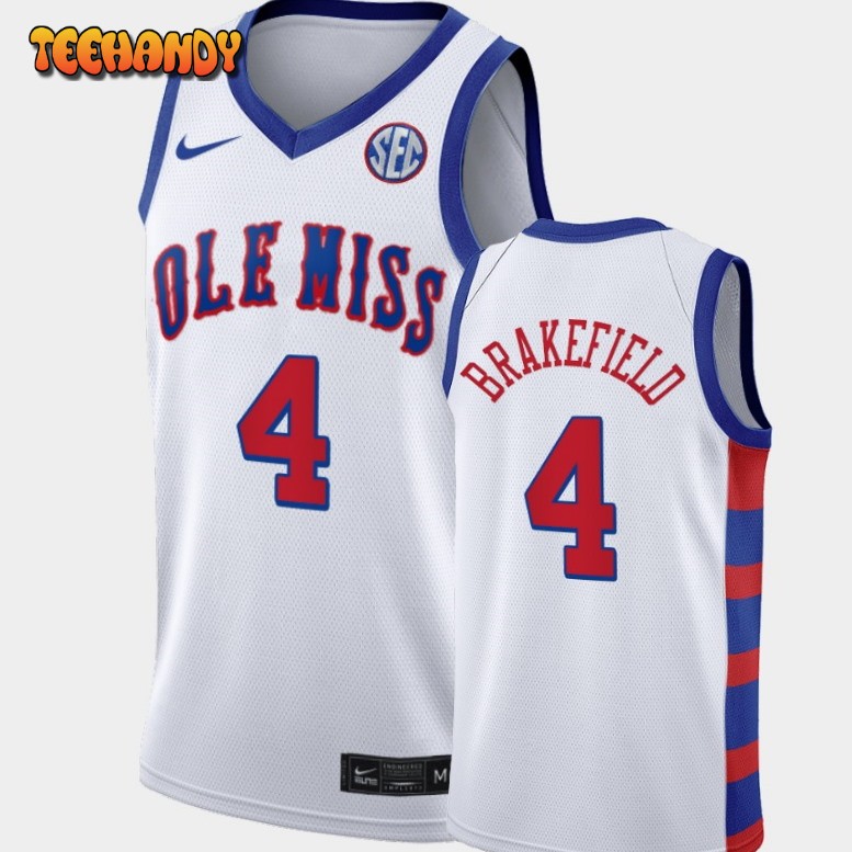 Men’s Ole Miss Rebels Jaemyn Brakefield White Throwback Jersey