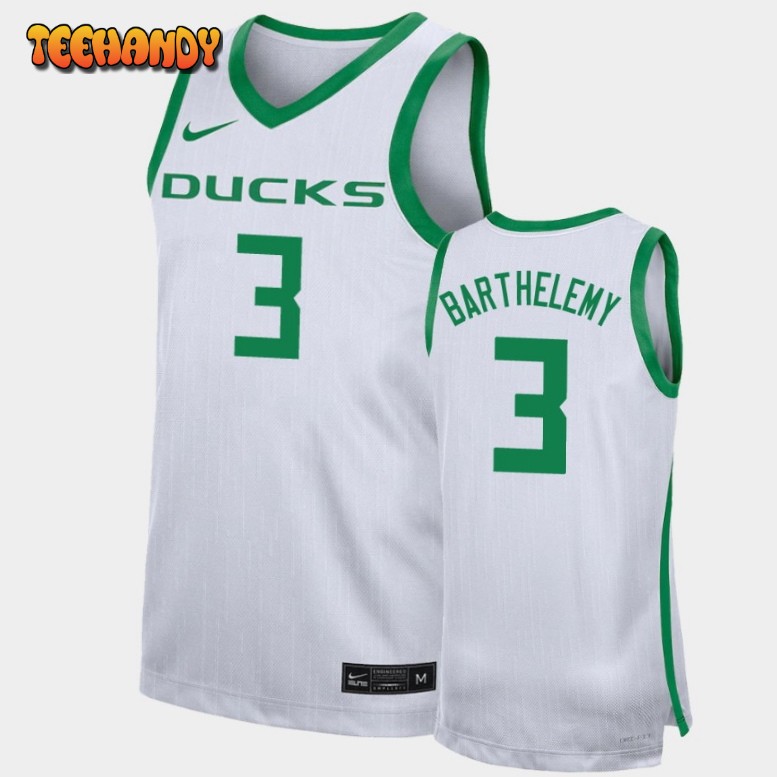 Men’s Oregon Ducks Keeshawn Barthelemy White Replica Basketball Jersey