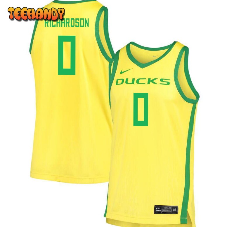 Men’s Oregon Ducks Will Richardson College Basketball Yellow Jersey