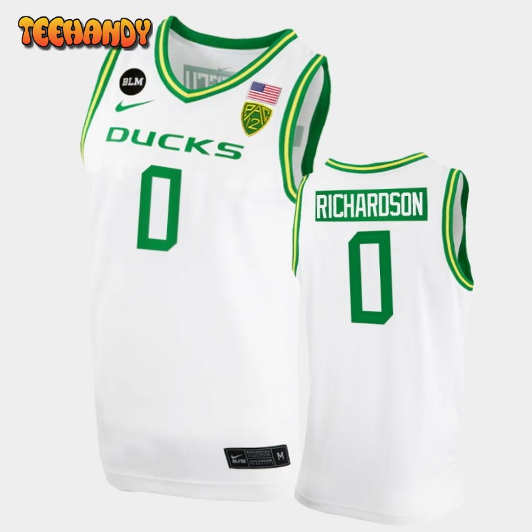 Men’s Oregon Ducks Will Richardson White College Basketball BLM Jersey