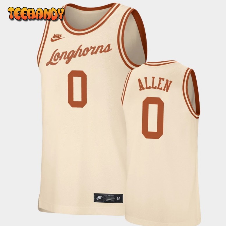 Men’s Texas Longhorns Timmy Allen Cream Retro Replica Basketball Jersey