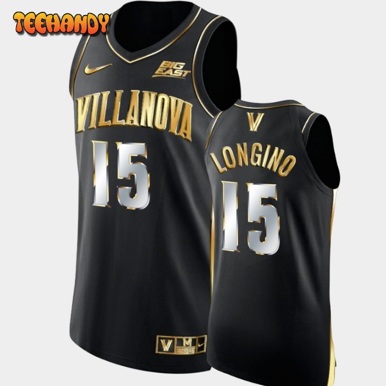 Men’s Villanova Wildcats Jordan Longino Black Golden Edition Jersey