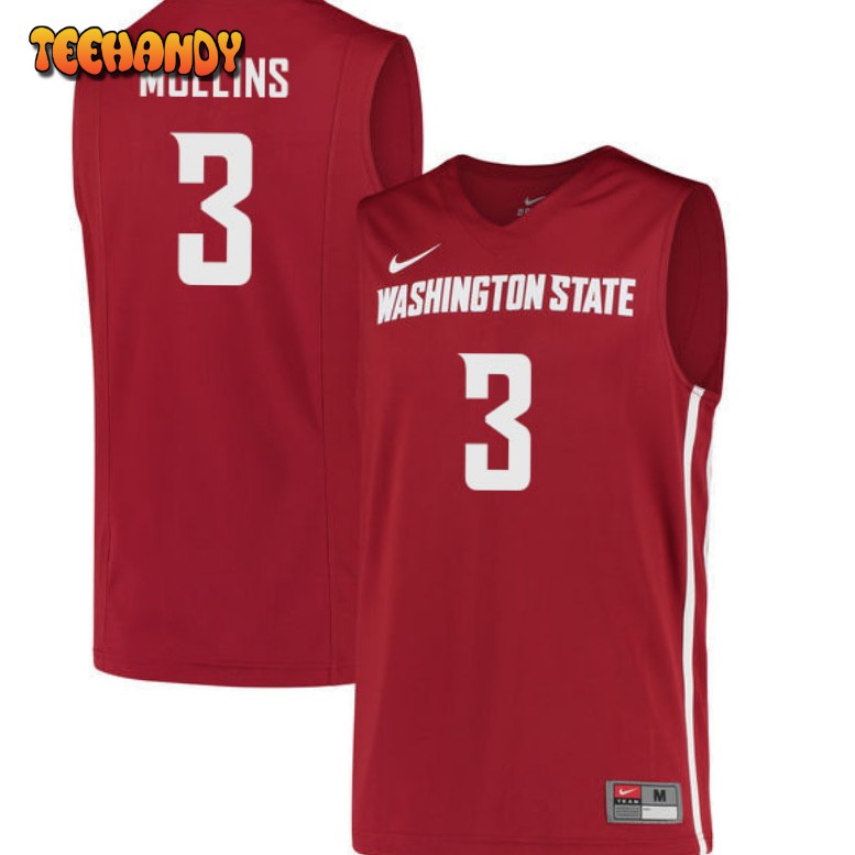 Men’s Washington State Cougars Jabe Mullins College Basketball Crimson Jersey