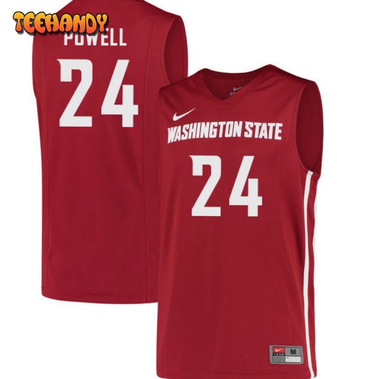 Men’s Washington State Cougars Justin Powell College Basketball Crimson Jersey