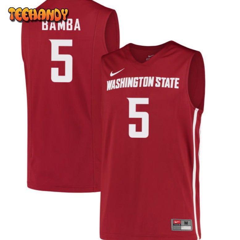 Men’s Washington State Cougars TJ Bamba College Basketball Crimson Jersey