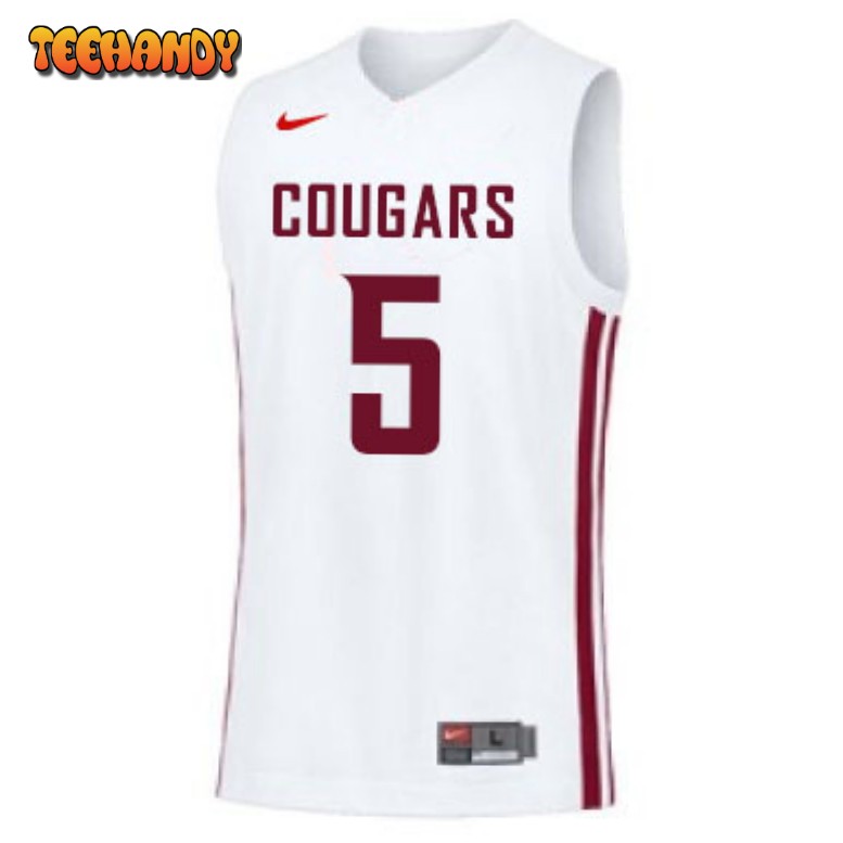 Men’s Washington State Cougars TJ Bamba College Basketball White Jersey