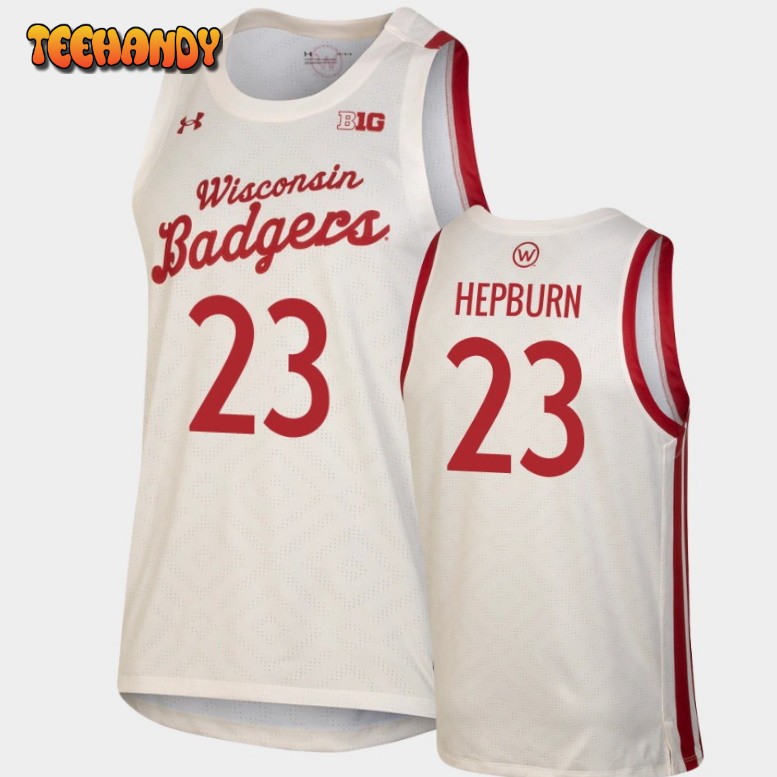 Men’s Wisconsin Badgers Chucky Hepburn White Throwback Replica Jersey