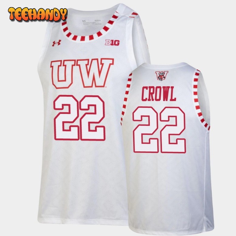 Men’s Wisconsin Badgers Steven Crowl White Alternate Replica Basketball Jersey