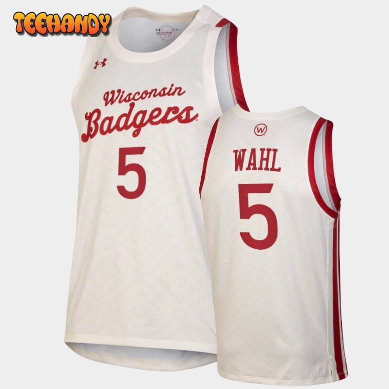 Men’s Wisconsin Badgers Tyler Wahl White Throwback College Basketball Jersey