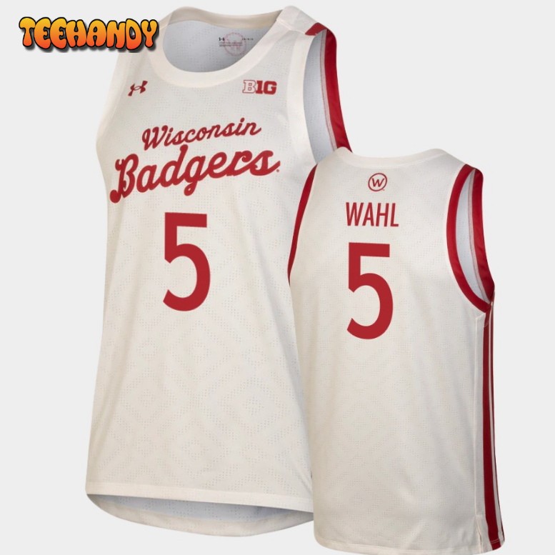 Men’s Wisconsin Badgers Tyler Wahl White Throwback Replica Basketball Jersey