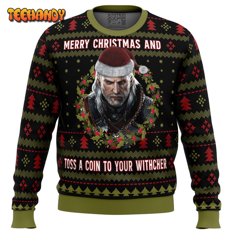 Merry Christmas and Toss a Coin The Witcher Ugly Sweater