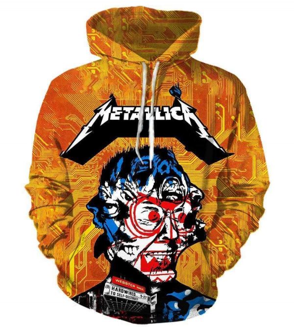 Metallica Yellow 3D Printed Hoodie Zipper Hoodie