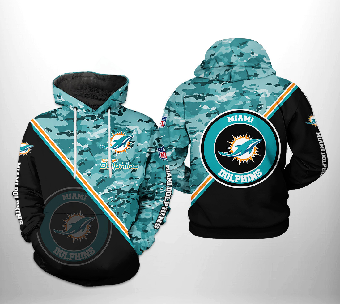 Miami Dolphins NFL Camo Team 3D Printed Hoodie