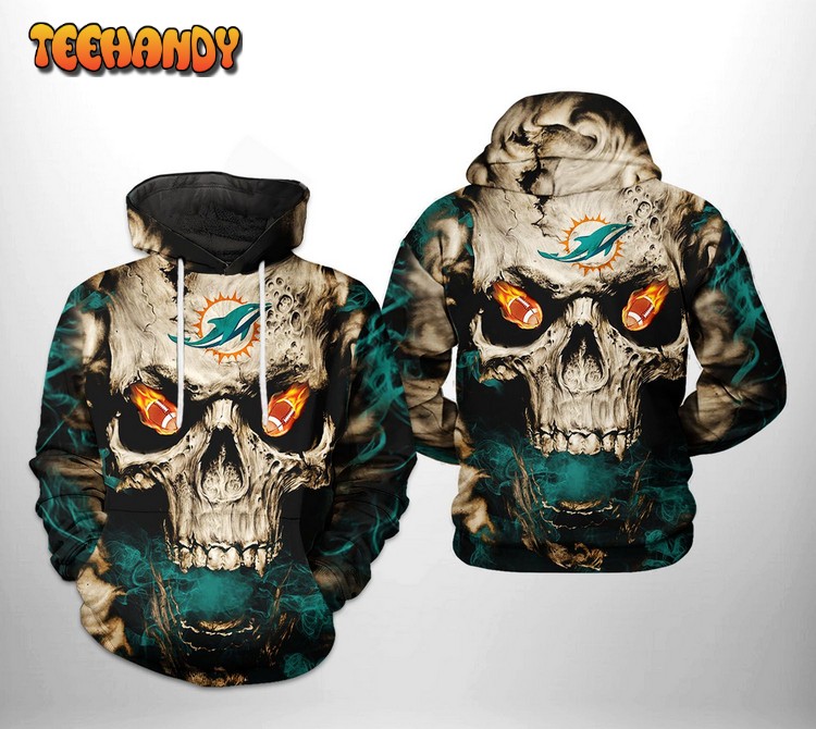 Miami Dolphins NFL Skull Team 3D Printed Hoodie