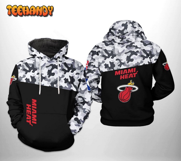 Miami Heat NBA Camo Veteran Team 3D Printed Hoodie