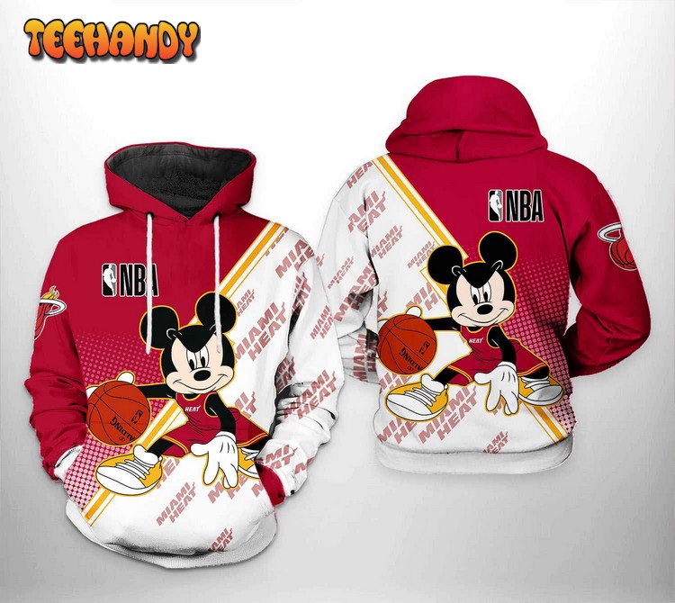 Miami Heat NBA Mickey 3D Printed Hoodie Zipper Hoodie