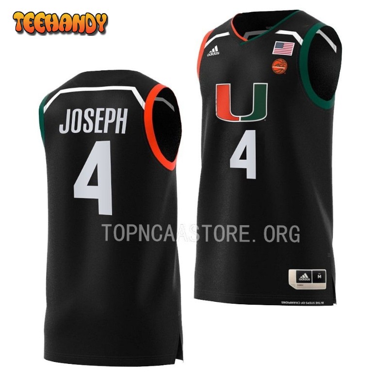 Miami Hurricanes Bensley Joseph Black Replica College Basketball Jersey