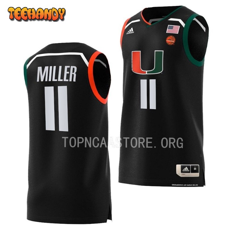 Miami Hurricanes Jordan Miller Black Replica College Basketball Jersey