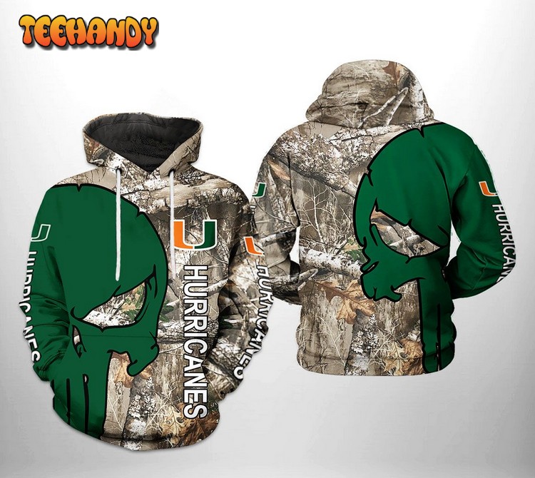 Miami Hurricanes NCAA Camo Veteran Hunting 3D Printed Hoodie