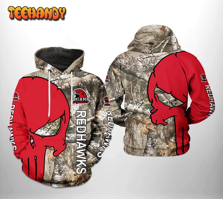 Miami Redhawks NCAA Camo Veteran Hunting 3D Printed Hoodie