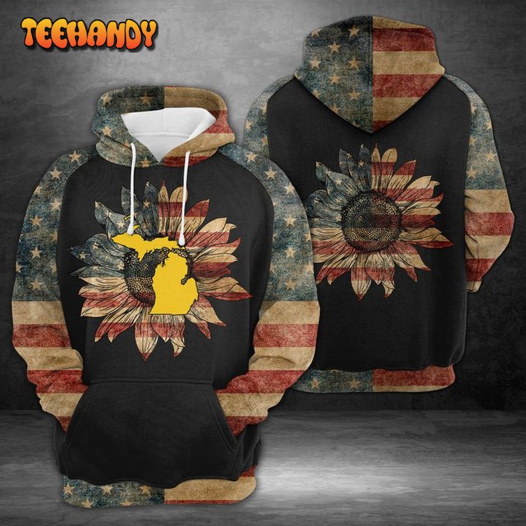 Michigan American Flag 3D Printed Hoodie Zipper Hoodie