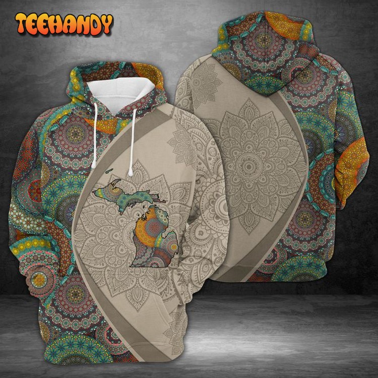 Michigan Mandala 3D Printed Hoodie Zipper Hoodie