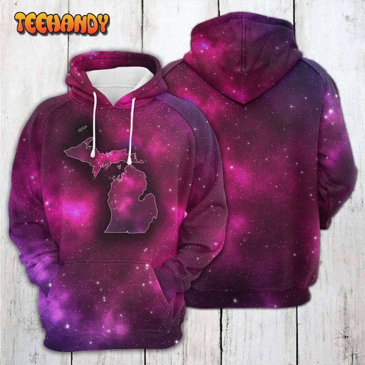 Michigan Purple Galaxy 3D Printed Hoodie Zipper Hoodie