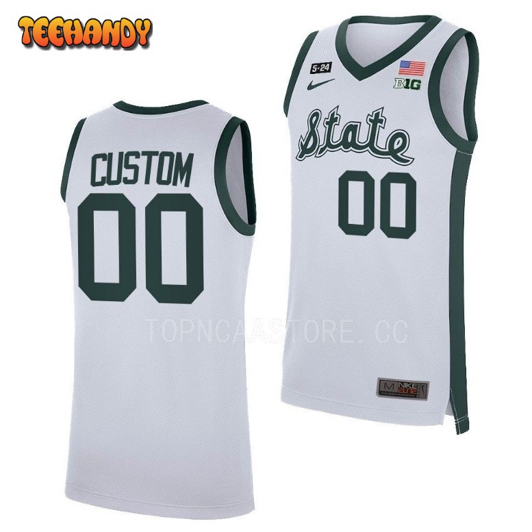 Michigan State Spartans Custom White Retro College Basketball Jersey