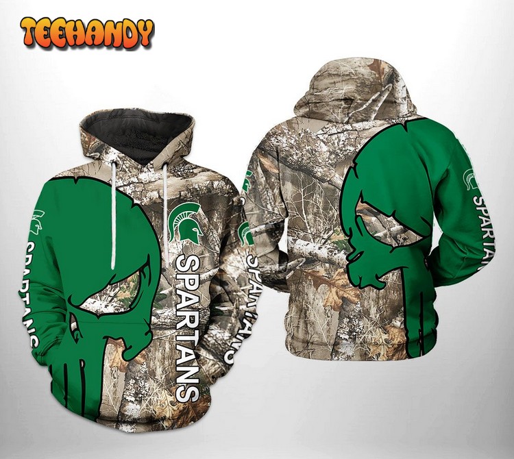 Michigan State Spartans NCAA Camo Veteran Hunting 3D Hoodie