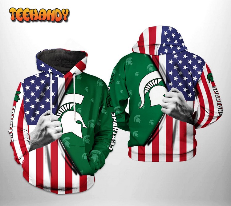 Michigan State Spartans NCAA US Flag 3D Printed Hoodie