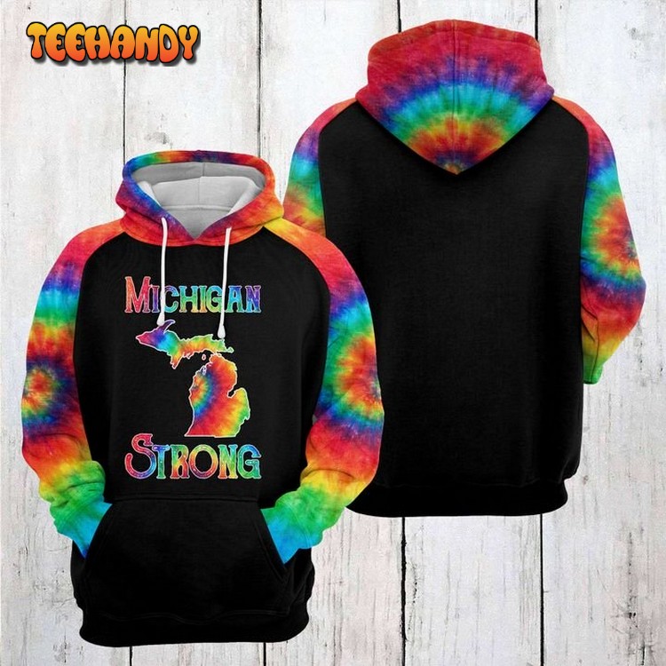 Michigan Strong Tie Dye 3D Printed Hoodie Zipper Hoodie