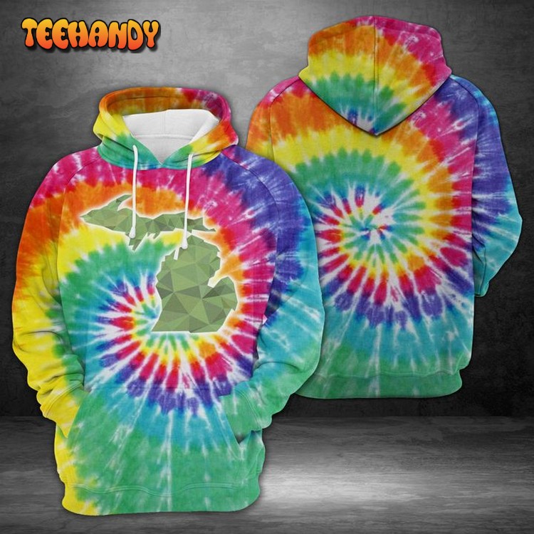 Michigan Tie Dye 3D Printed Hoodie Zipper Hoodie