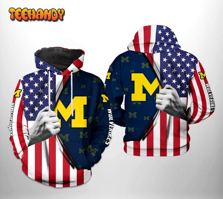 Michigan Wolverines NCAA US Flag 3D Printed Hoodie