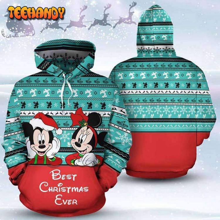 Mickey And Minnie Best Christmas Ever 3D Printed Hoodie