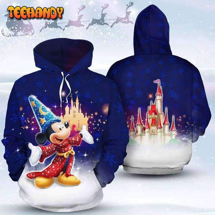 Mickey Fantasia Disney Castle 3D Printed Hoodie Zipper Hoodie