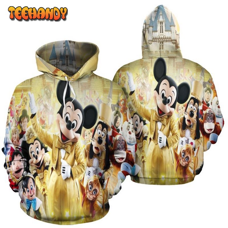 Mickey Gold Disney Land 3D Printed Hoodie Zipper Hoodie