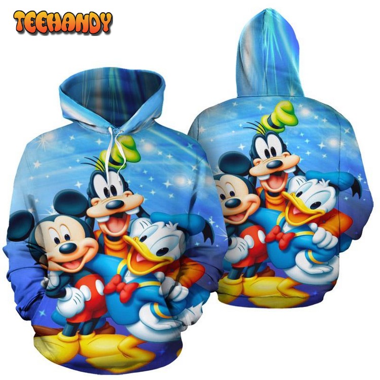 Mickey Goofy Donald 3D Printed Hoodie Zipper Hoodie