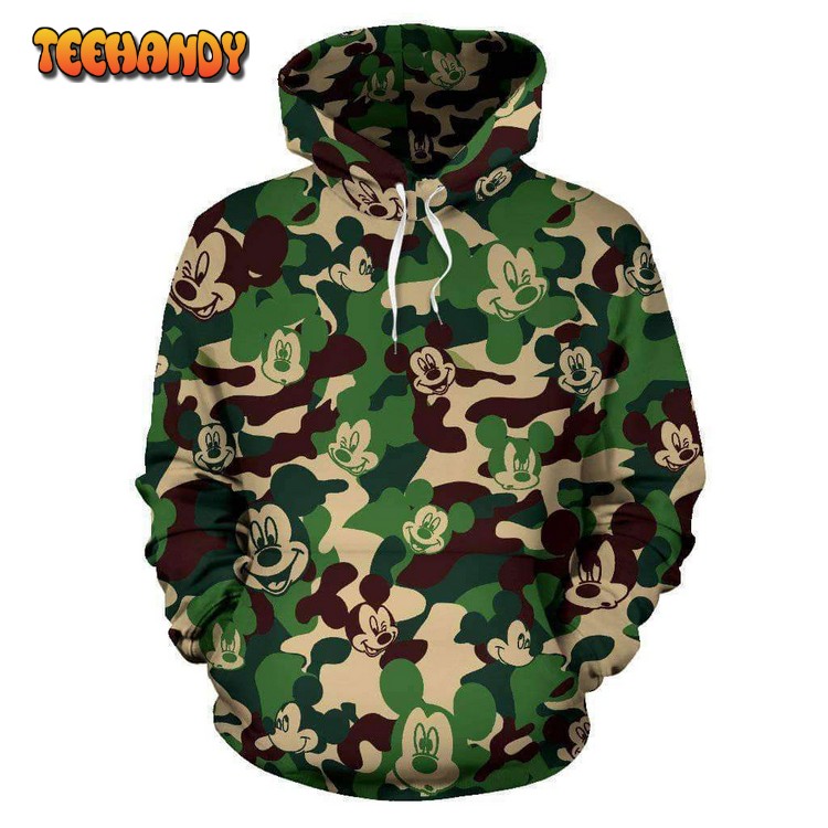 Mickey Head Pattern Camo 3D Printed Hoodie Zipper Hoodie