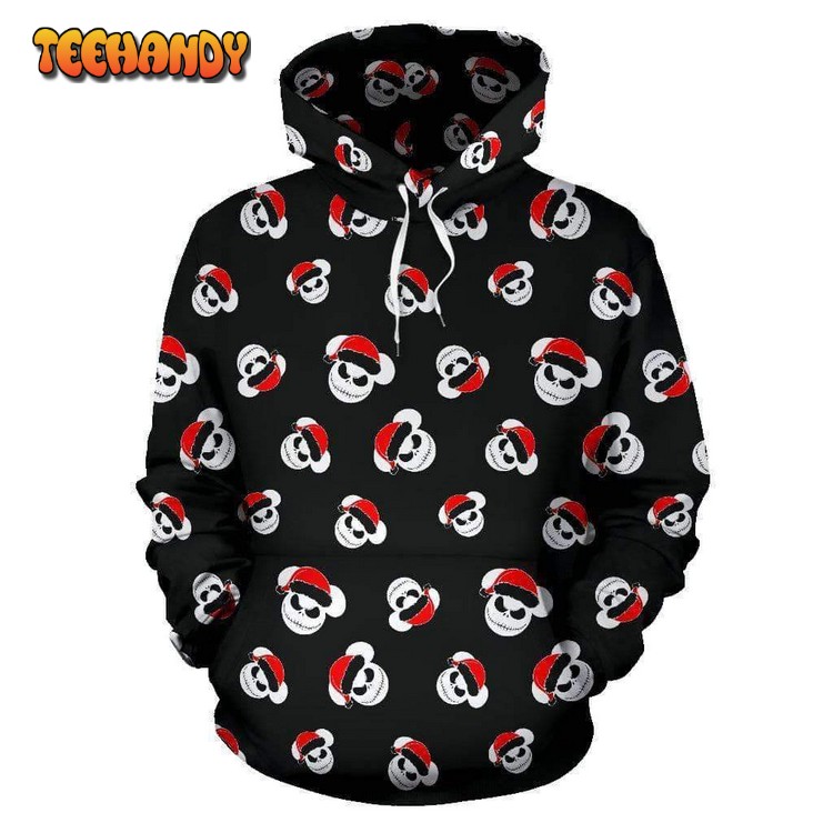 Mickey Jack Skellington Head Pattern Christmas 3D Printed Hoodie