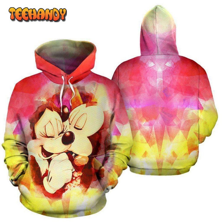 Mickey Kiss Minnie 3D Printed Hoodie Zipper Hoodie