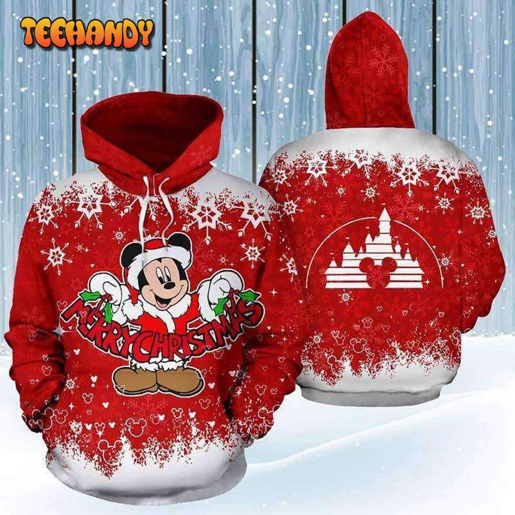 Mickey Merry Christmas 3D Printed Hoodie Zipper Hoodie